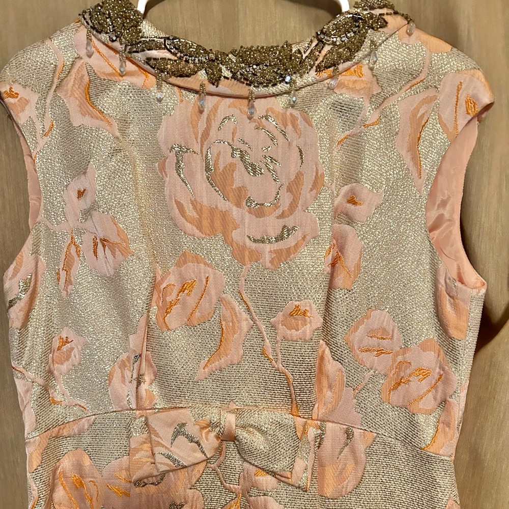 Vintage Peach and gold brocade evening dress